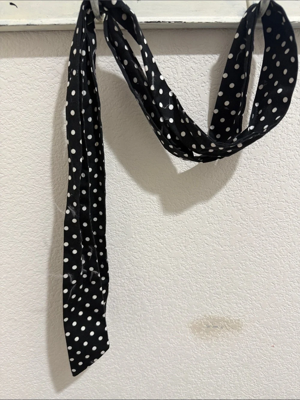 Black and White Polka Dot Hair Scarf - Women Accessories / belt